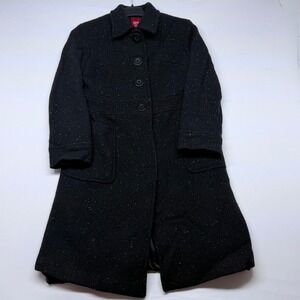 Vintage Esprit Womens Black 100% Wool Speckled  Trench Coat Jacket Size XL